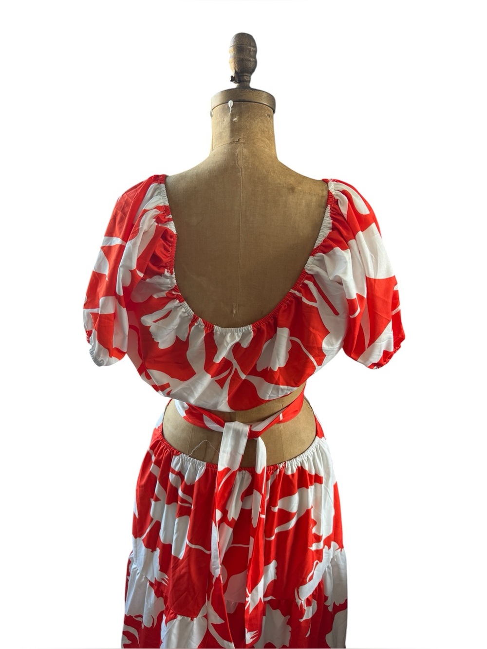 Women's Orange and White Off the Shoulder Maxi Dress, Size XL - Picture 6 of 8